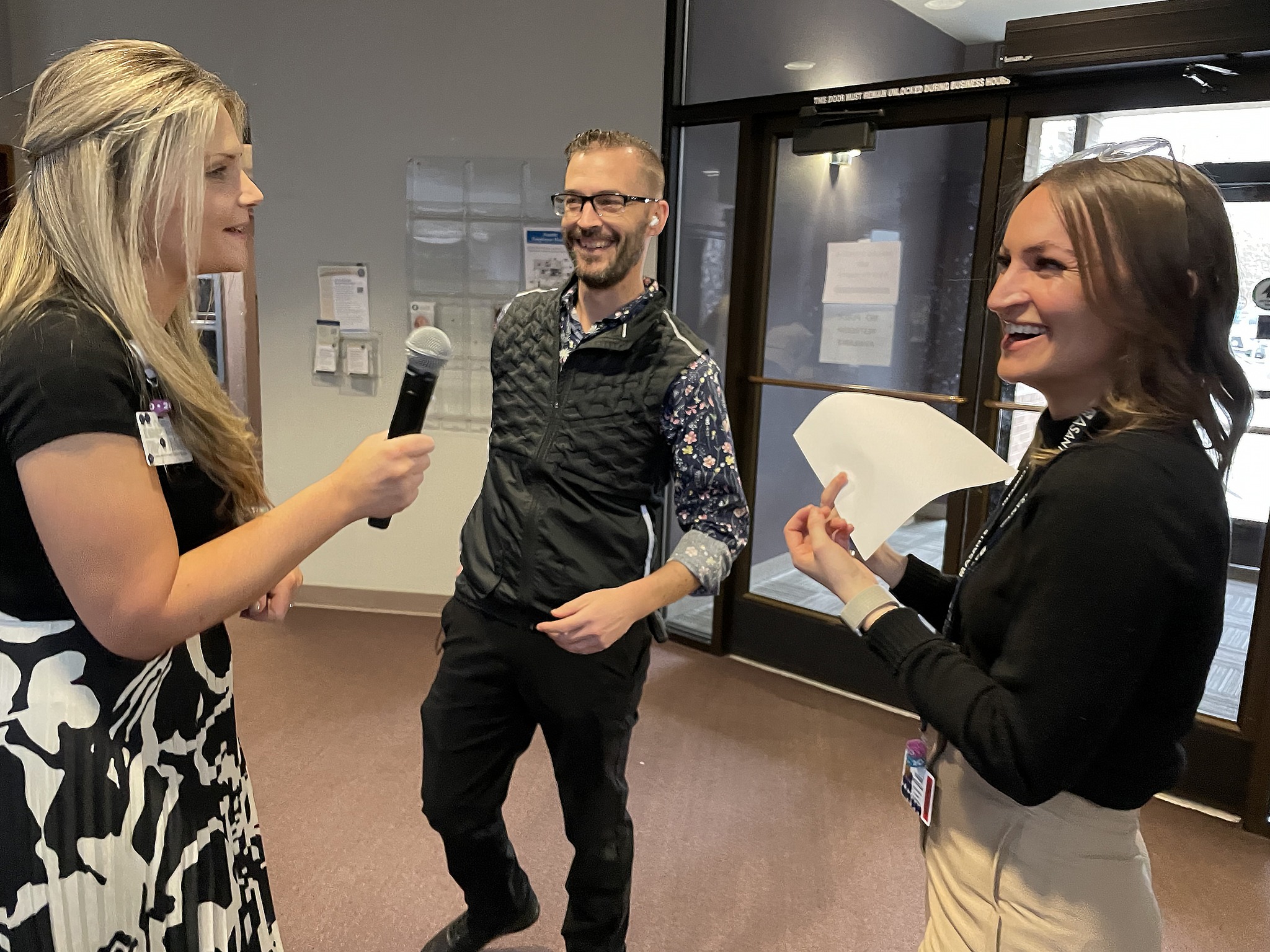 Talent Acquisition’s Tami Garcia (left), Kelly Williams and Bailey Morgan share a laugh before the event starts. More than 30 new grad nurses are in the process of being hired at Asante in the wake of that in-person event.